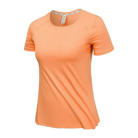 ZQUUVOU Summer Shirt For Women New Round Neck Short Sleeve Breathable Sweat-Absorbing Casual Sportswear Tops Orange