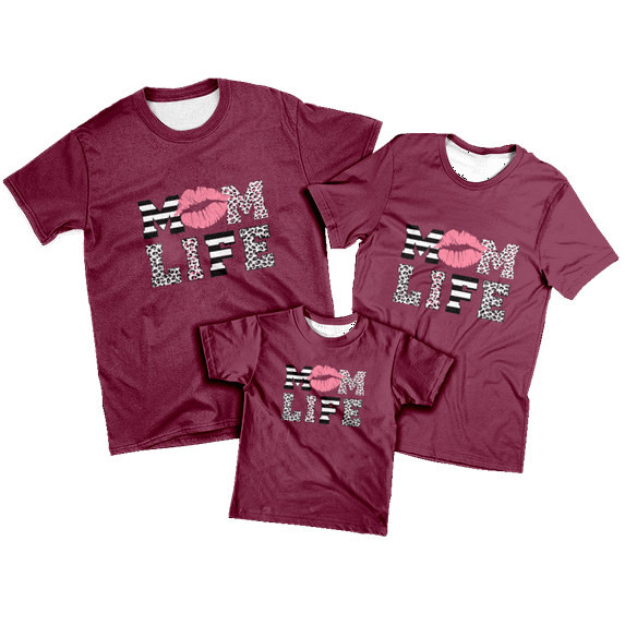 Summer Shirt Mother's Day Charming Soft Animation Paint Couple T-shirt for Young People for Outdoor Daily