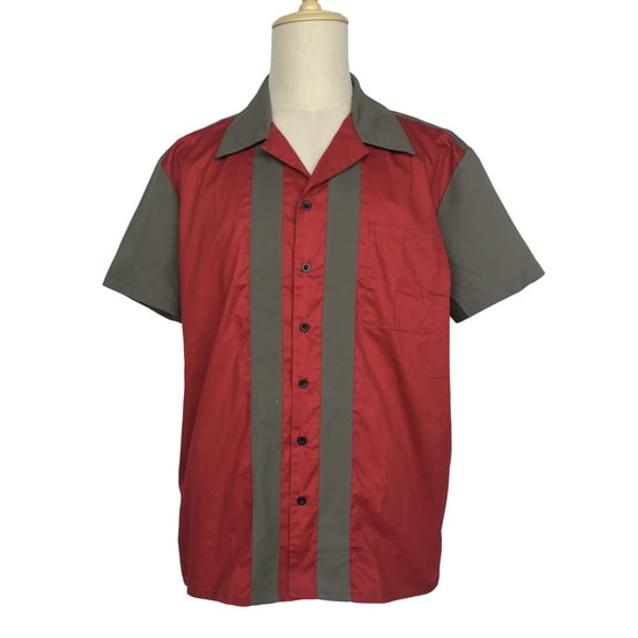 Summer Shirt Two-tone Solid Color Retro Bowling Shirts