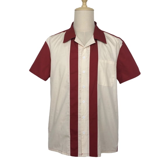 Summer Shirt Two-tone Solid Color Retro Bowling Shirts