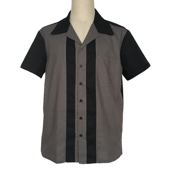 Summer Shirt Two-tone Solid Color Retro Bowling Shirts
