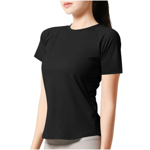 Summer Shirts For Women Sevevn Women'S Solid Color Crew Neck Short Sleeve Casual Shirt Top Pumiey Shirts For Women