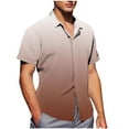 thumbnail image 1 of Summer Shirts For Mens Front Button Lapel Short Sleeve Tops Trendy Gradient Tunics Shirts Trends Lightweight Tunic Blouses Workout Running Gym Clothes, 1 of 6