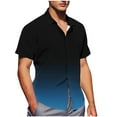 thumbnail image 1 of Summer Shirts For Mens Front Button Lapel Short Sleeve Tops Trendy Gradient Tunics Shirts Trends Lightweight Tunic Blouses Workout Running Gym Clothes, 1 of 6