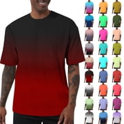 Summer Shirts for Men Black Short Sleeve Crew Neck Gradient T Shirt S-5XL Men s clothes under $7