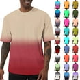 thumbnail image 1 of Summer Shirts for Men Khaki Short Sleeve Crew Neck Gradient T Shirt S-5XL Men’s Clothes Under $7, 1 of 8