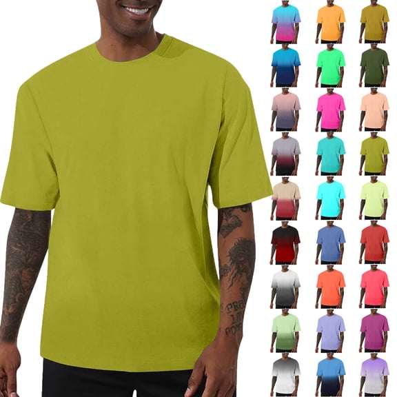 Summer Shirts for Men Plus Size Short Sleeve Crew Neck Solid Color T Shirt S-5XL Men’s clothes under $7
