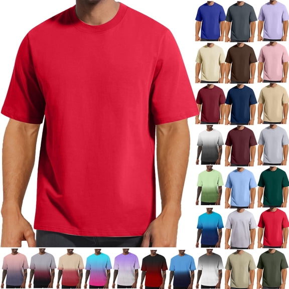 Summer Shirts for Men Short Sleeve Crew Neck Solid Color T-Shirt S-4XL Men’s clothes