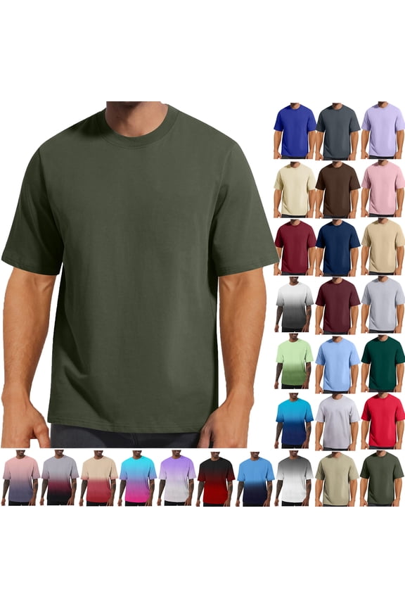 Summer Shirts for Men Short Sleeve Crew Neck Solid Color T-Shirt S-4XL Men’s clothes