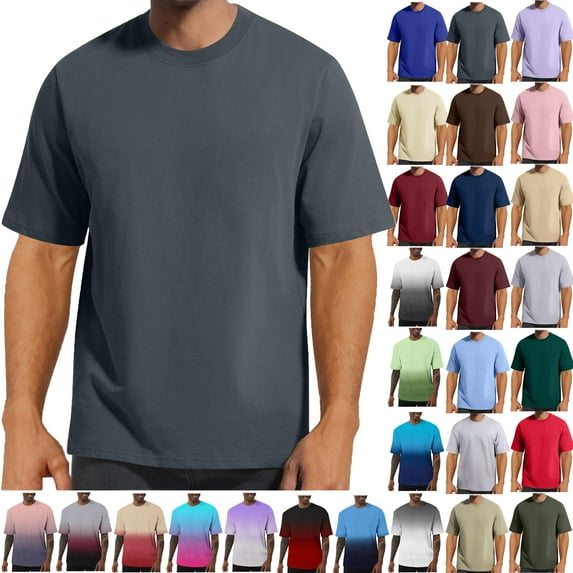 Summer Shirts for Men Short Sleeve Crew Neck Solid Color T-Shirt S-4XL Men’s clothes
