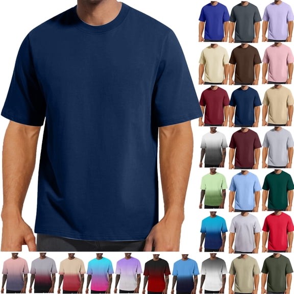 Summer Shirts for Men Short Sleeve Crew Neck Solid Color T-Shirt S-4XL Men’s clothes
