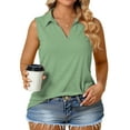 thumbnail image 1 of Summer Shirts for Women Plus Size Sleeveless Tops Casual Trendy V Neck Tunic Green 4XL, 1 of 6