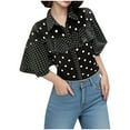 thumbnail image 1 of Summer Shirts for Women Polka Dot V Neck Button T-Shirt Loose Fit Casual Business Work Blouse Basic Tee, 1 of 6