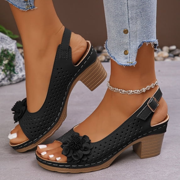 Summer Shoes For Women Strappy Block Low Square Open Toe Heels Dress Shoes for Women Dressy Ankle Strap Heeled Sandals