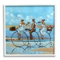 thumbnail image 1 of Summer Shore Bicycle Ride Coastal Painting White Framed Art Print Wall Art, 1 of 7