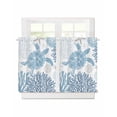 thumbnail image 1 of Summer Short Blackout Curtains 36 Inch Long Navy Blue Grey Coastal Ocean Sea Turtle Coral Seashell Rod Pocket Kitchen Curtains, 2 Panels Thermal Insulated Room Drapes for Bedroom, 30"W x 36"L, 1 of 5