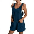thumbnail image 1 of Yijfswar Summer Short Romper for Women Loose Knot Front Sleeveless Wide Leg Jumpsuit with Pockets, 1 of 7