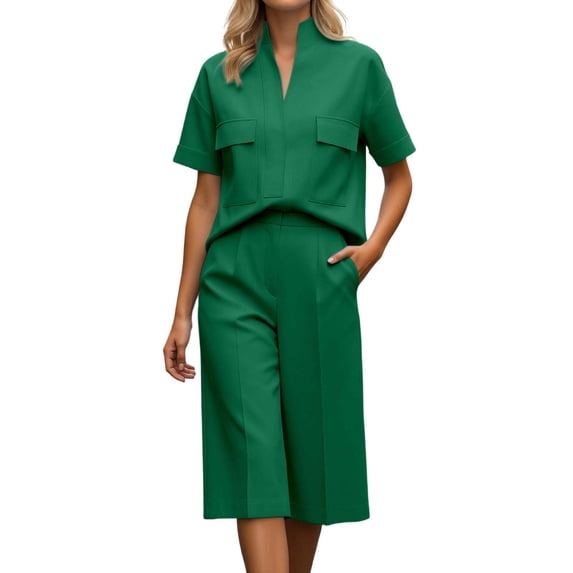Summer Short Sets for Women Soft Comfortable Short Sleeve Top and Elastic Waist Shorts 2 Piece Matching Sets Summer Outfits for Relaxation