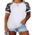 thumbnail image 1 of Summer Short Sleeve Camouflage Printing Plus Size T-Shirt Women Casual Patchwork Tops, 1 of 4