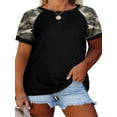thumbnail image 1 of Summer Short Sleeve Camouflage Printing Plus Size T-Shirt Women Casual Patchwork Tops, 1 of 4