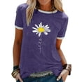 thumbnail image 1 of Summer Short Sleeve Casual T-Shirt Blouse For Women Ladies Loose Round Neck Daisy Graphic Print Basic Tee Tops Beachwear Casual Top, 1 of 2