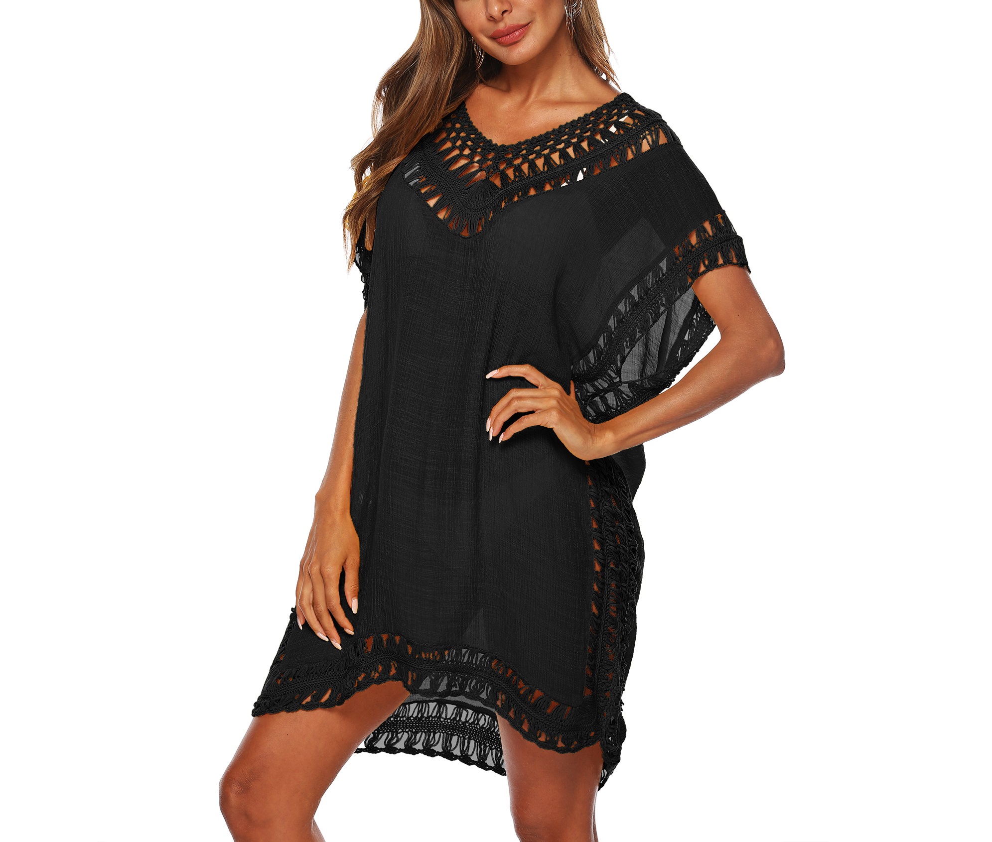 Summer Short Sleeve CoverUps Women Bathing Suit Bikini Cover Up Beach