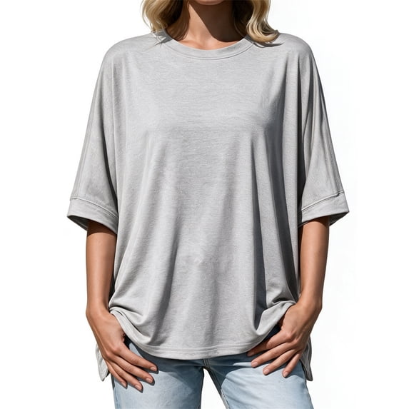 Summer Short Sleeve Oversize Solid Color T Shirt Women Loose Tops