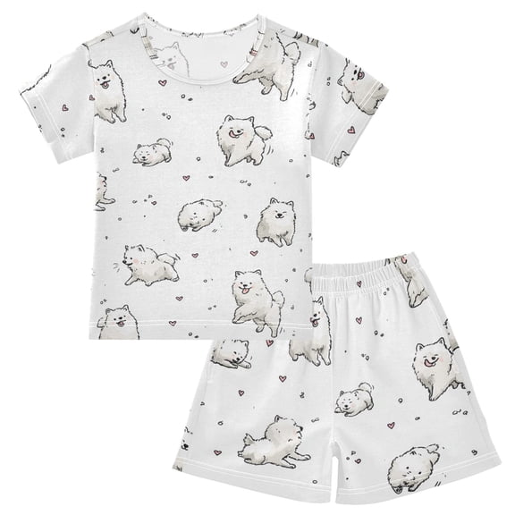 Summer Short Sleeve Pajama Sets Cute Dog Patterns Sleepwear Nighty 95% Cotton (5-14Y)