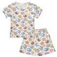 thumbnail image 1 of Summer Short Sleeve Pajama Sets Elephant Patterns Sleepwear Nighty 95% Cotton (5-14Y), 1 of 7