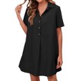 thumbnail image 1 of Summer Short Sleeve Solid Collared Button Down A Line Casual Loose Mini Shirt Dress, 1 of 6