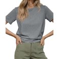 thumbnail image 1 of Summer Short Sleeve Solid Color Casual Women Leisure Basic T Shirt, 1 of 7
