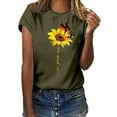 thumbnail image 1 of Summer Short Sleeve T Shirt for Women Casual Sunflower Print Top Ladies Bohemian Beach Tee Shirt Blouse S-3XL, 1 of 3