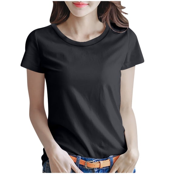 Summer Short Sleeve Top for Women Breathable Round Neck Loose Tee for Office and Weekend