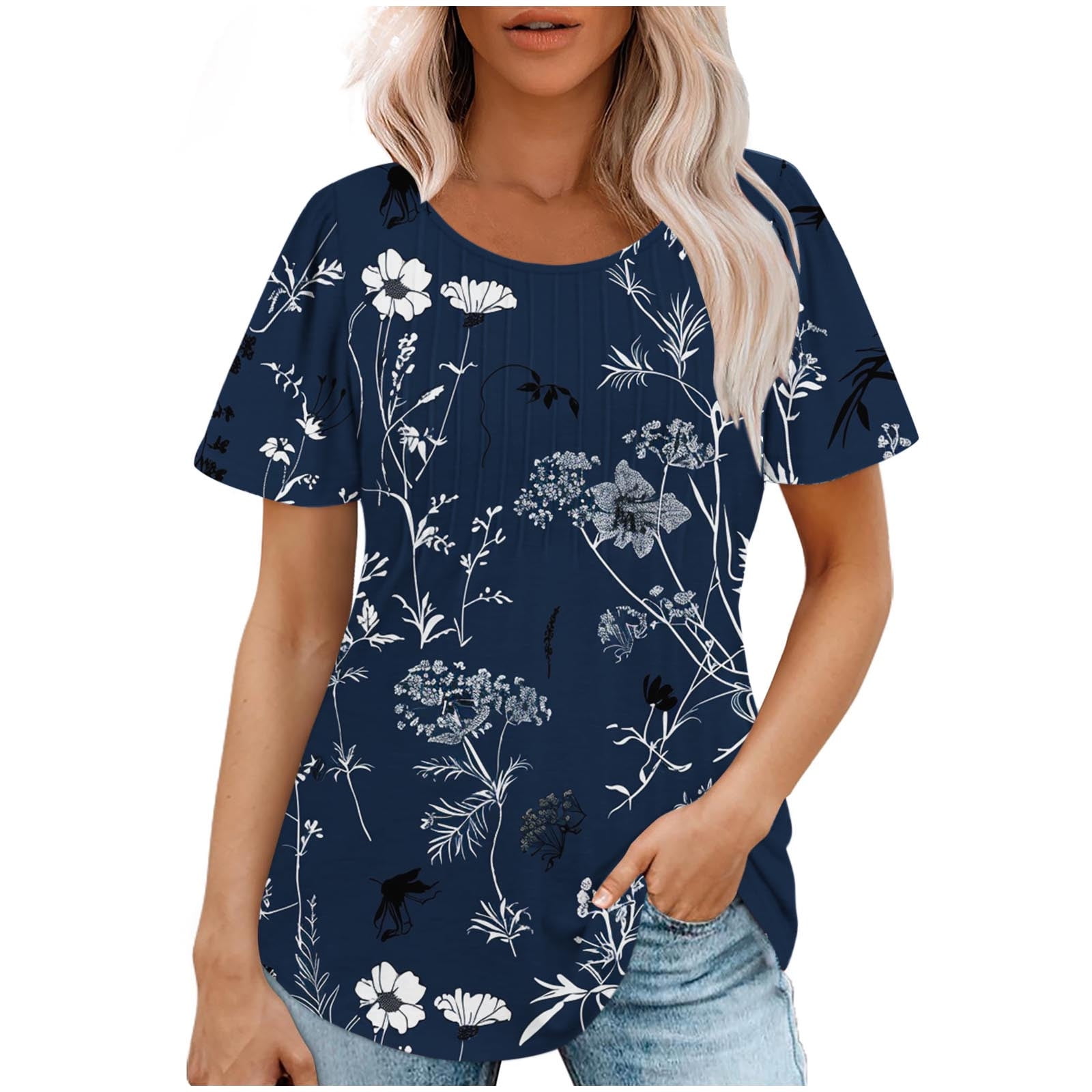 ATHMILE Women’s Open Shoulder Blouse – Cute Cold Shoulder Top, Summer Short Sleeve - View #10