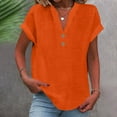 thumbnail image 1 of Summer Short Sleeve Tops for Women Casual Solid Button Shirt Female-Neck Loose Blouse Tunic V Neck T Shirts Size S-5XL, 1 of 5