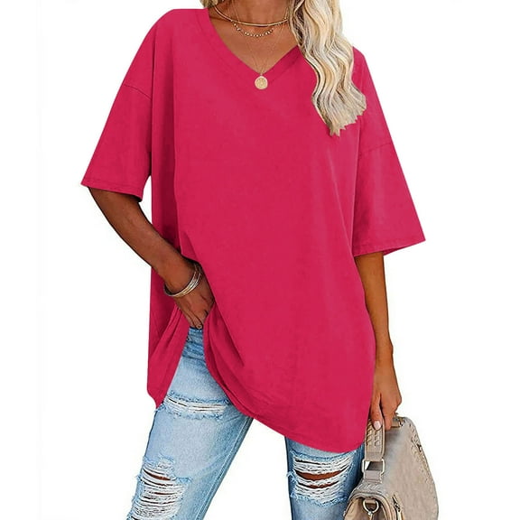 Summer Short Sleeve Tops for Women Sequins Loose Polluer Solid V-Neck Blouse Shirt Tops