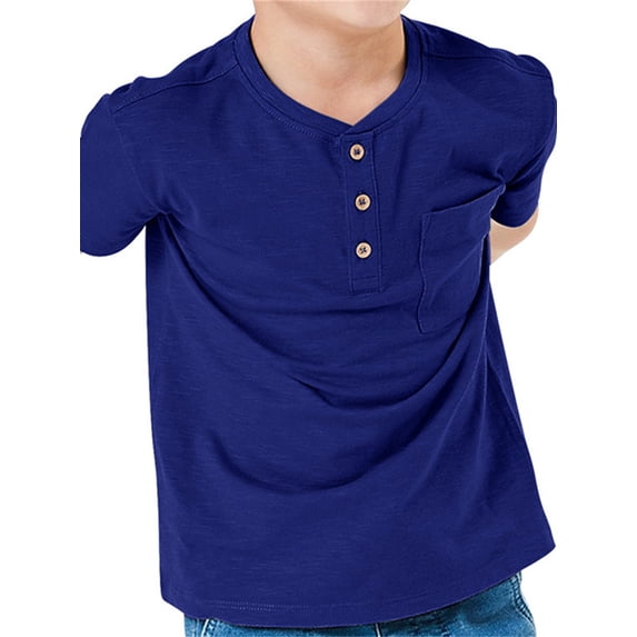Summer Short Sleeved Kids Solid Casual Shirt Boys Henley T-Shirt