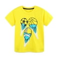 thumbnail image 1 of Summer Short Sleeved T-Shirt For Toddler Funny Cartoon Graphic Printed Round Neck Tee Boys Girls Children's Sports Shirt Yellow 2-3 Years, 1 of 6