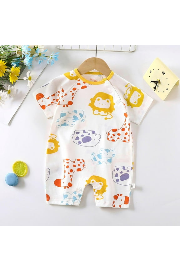 Summer Short Sleeved Thin Newborn Clothes Baby Jumpsuit Cute Print Clothes For Boys And Open Range Climbing Clothes Short Sleeved Climbing