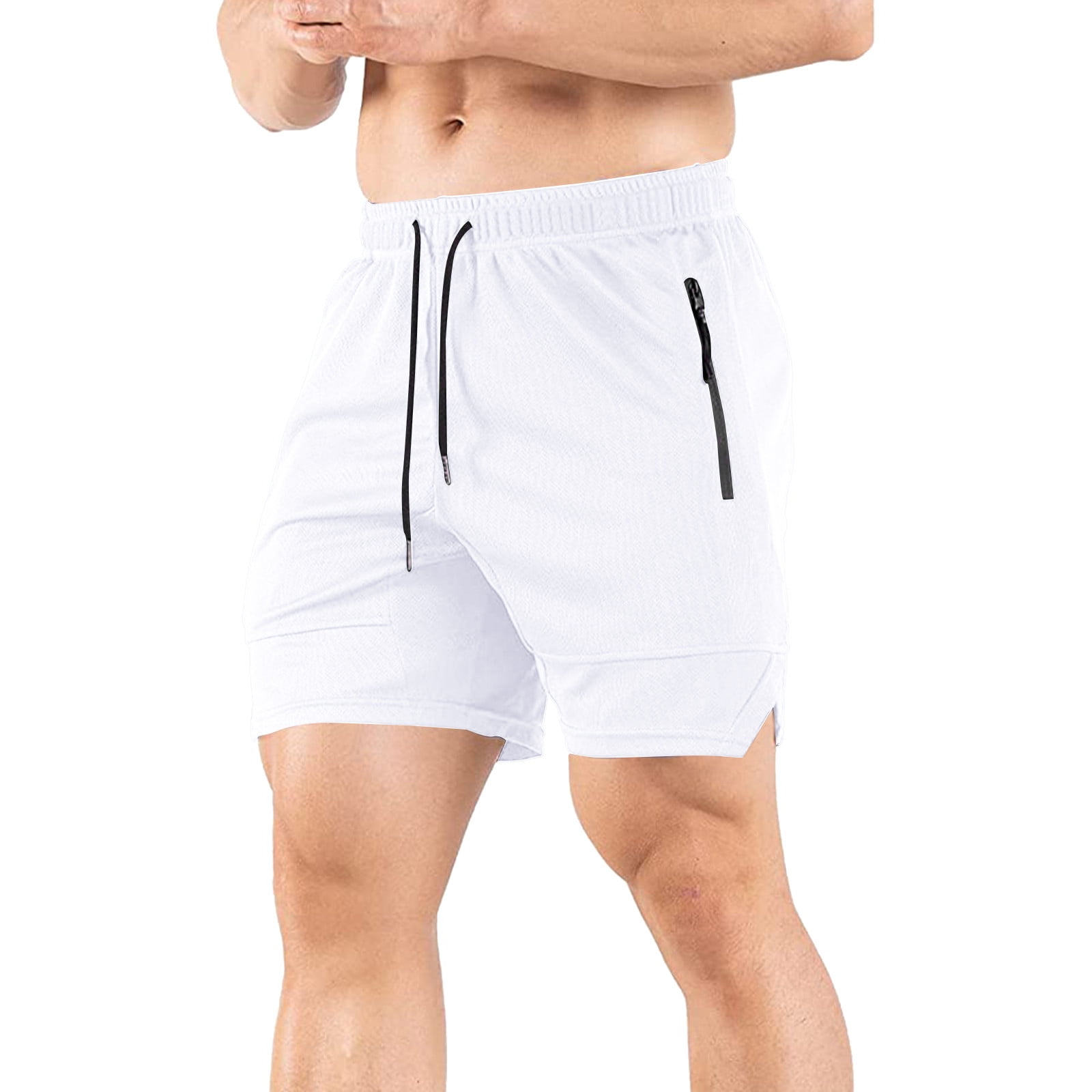 Summer Short Workout Gym Running Cargo Shorts for Men White Activewear