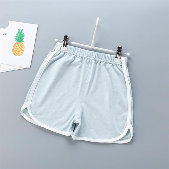 Summer Shorts Loose Fit Blue Shorts Elastic Uniform Shirts for Girls 3-4 Years