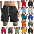 thumbnail image 1 of Summer Shorts for Men Casual Faddish Solid Shorts With Pocket Elastic Waist Short Pants Outdoor Sweatpants Workout Running Gym Training Shorts Watermelon Red M, 1 of 4