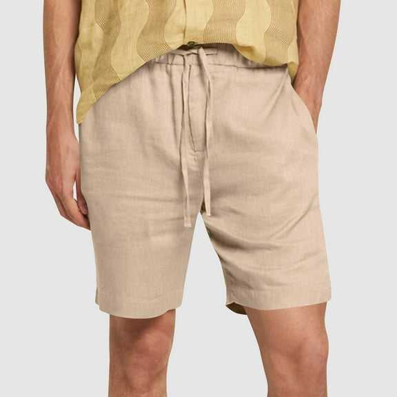 Summer Shorts for Men, Men's Casual Shorts Imitation Cotton And Linen Shorts Solid Tied Thin Shorts