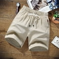 thumbnail image 1 of Summer Shorts Men Solid Casual Shorts Men 100% Cotton Cargo Shorts Brand Beach Shorts Cotton Linen Boardshort Asia Size M-9XL, 1 of 10