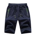 thumbnail image 1 of Summer Shorts Men Summer Shorts with Solid Color Zip Pocket and Waist Tie Rope Classic Style Shorts Men Sweatpants Dark Blue XL, 1 of 3