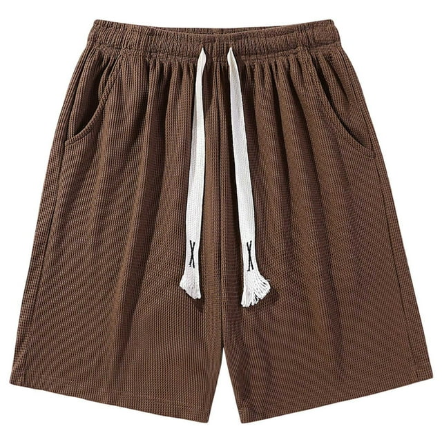 Summer Shorts Men's Summer Thin Breathable Shorts Elastic Waist Drawstring Sports Pants Sweat Pants for Mens Coffee XXXXL