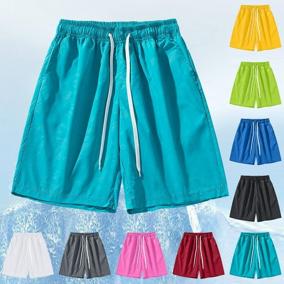 Summer Shorts for Mens with Pockets Big and Tall Elastic Waist Solid Color Casual Shorts Workout Running Gym Stretch Summer Beach Pants Gifts for Men Green XXL