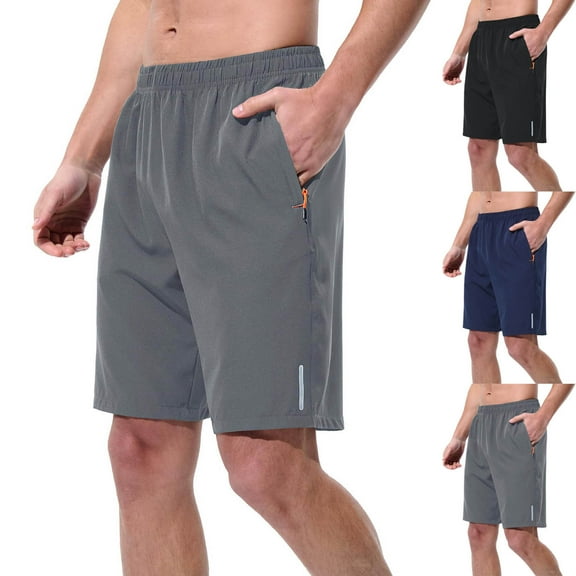 Summer Shorts Mens with Pockets Plus Size Elastic Waist Solid Color Summer Casual Pants Outdoor Sports Leisure Work Hiking Workwear Gifts for Men Dark Blue 3XL