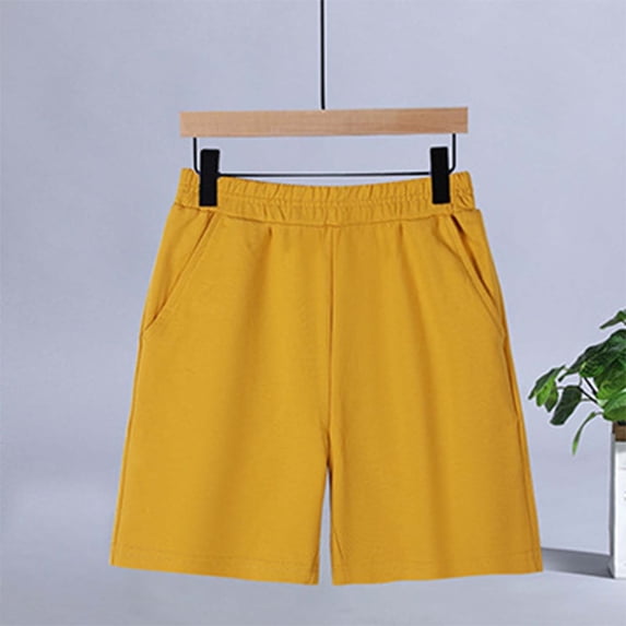 Summer Shorts Pull on Yellow Shorts Elastic Summer Clothes for Girls 13-14 Years