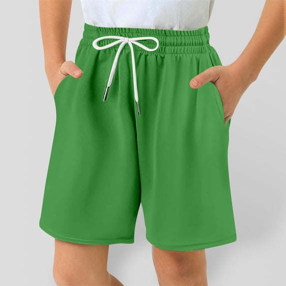 Summer Shorts Quick Dry Workout Green Shorts Elastic Waist Essentials Shorts 4-5 Years